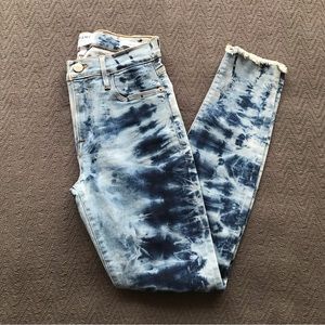 NWOT FRAME Le High Skinny Jeans Denim 27 Gaze Wash Tie Dye Style Fantastic